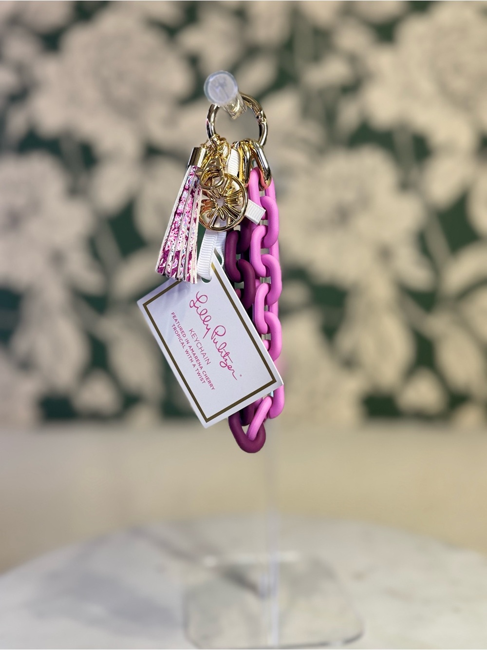 Lilly Pulitzer Pink Chain Tassel Keychain NWT